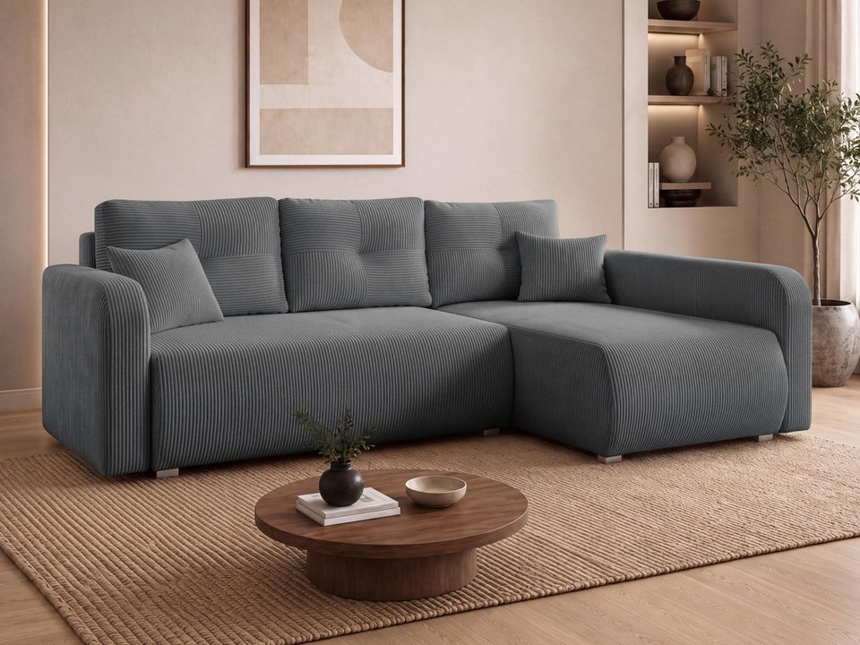Cord Ecksofa VIENA im Poso 22 Cordbezug mit Schlaffunktion