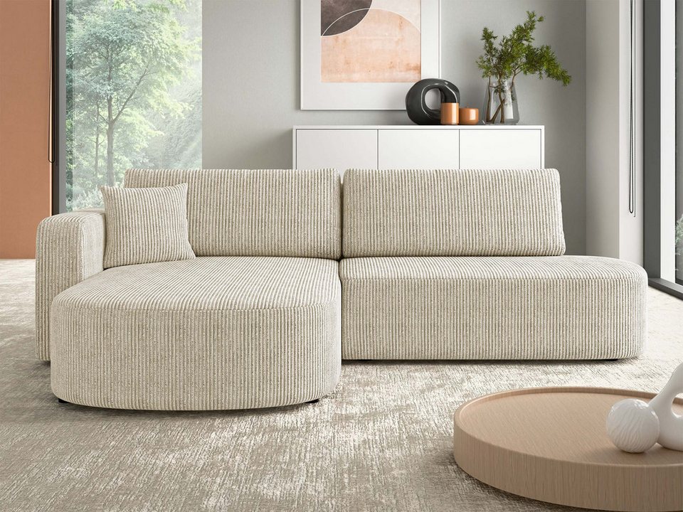 Cord Ecksofa ZERTE in L-Form 252 cm in Poso 100