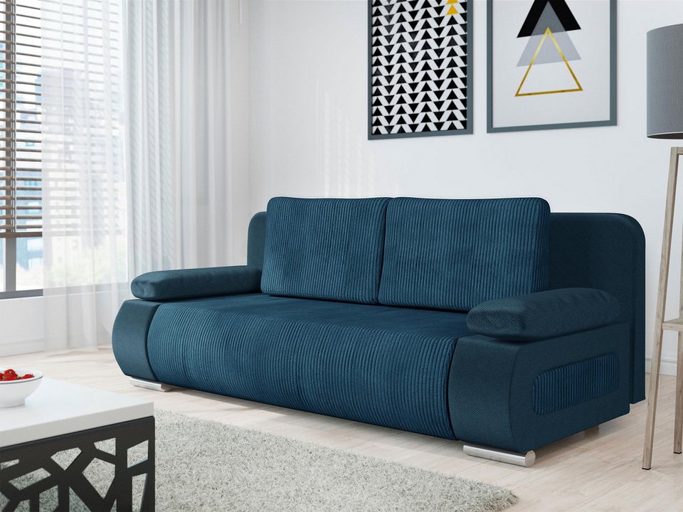 Cord Schlafsofa EMMA mit Schlaffunktion und Bettkasten
