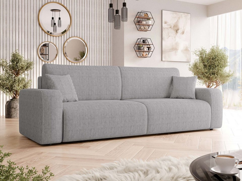 Cord Schlafsofa PIANO 248 cm mit zwei Bettkästen im Cordstoff Poso 110