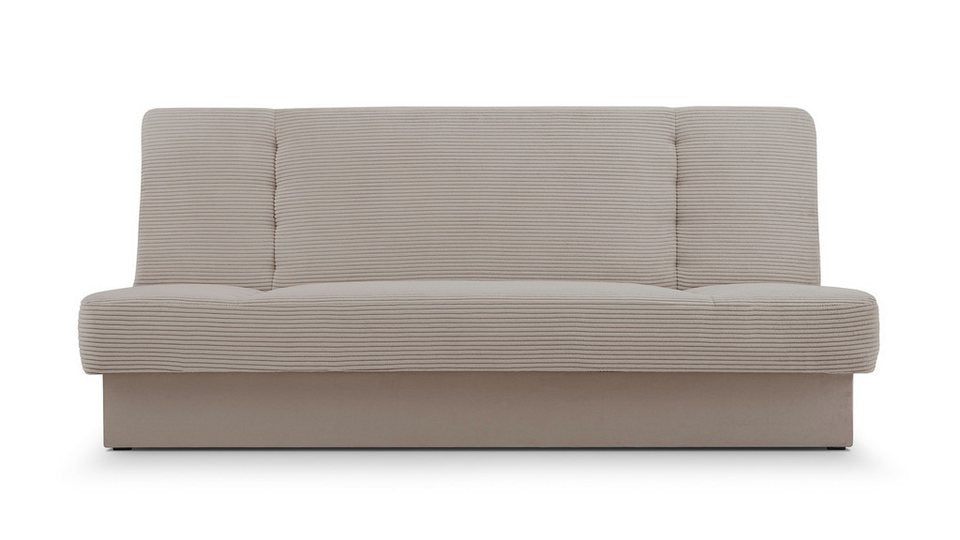 Cord Schlafsofa CYPRUS NEW 192 cm in Beige mit Bettkasten
