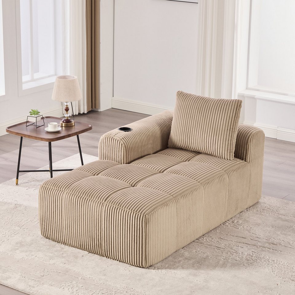 Cord Sofa in Khaki mit Rückenkissen