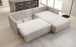Integrierter Stauraum des MARLEN Cord Schlafsofas