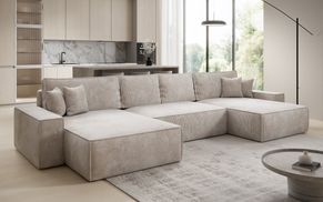 LUNARO U Cord Wohnlandschaft in U-Form von vorne