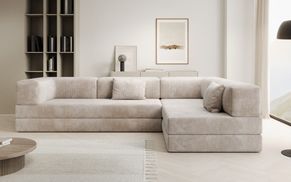 Weicher Cordbezug des Schlafsofas LAZY L im Detail