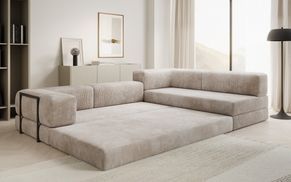 Cord Schlafsofa LAZY L mit ausgeklappter Liegefläche