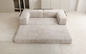 Cord Sofa LAZY aufgeklappt als großzügige Liegefläche