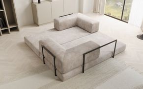 Stahlrahmen und Rundlehnen des Sofas LAZY