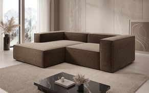 Kompakte L-Form des Cord Ecksofas LESLEY L MINI für moderne Wohnräume
