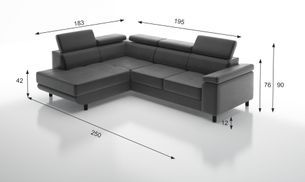 Sitzkomfort und Kopfstützen des Cord Ecksofas LUNA L Ansicht 4