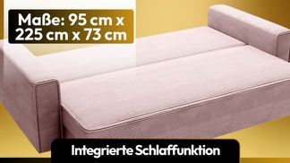 LUX Schlafsofa mit ausgeklappter Liegefläche 200 x 124 cm