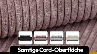 Cord Oberfläche des LUX Schlafsofas in mehreren Farbtönen