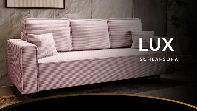 LUX Cord Schlafsofa in Grau im Wohnzimmer