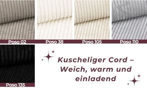 Weicher Cordstoff der Wohnlandschaft DENVER U MINI