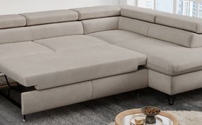 Schlaffunktion des Cord Ecksofas PETER L
