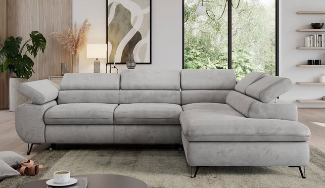 Grosses L foermiges Cord Ecksofa PETER L im Wohnzimmer
