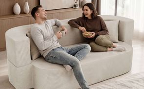 Cord Schlafsofa OVELA im minimalistischen Design von der Seite