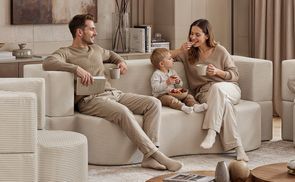 Cord Sofa Set SANOA mit Sofa und zwei Sesseln