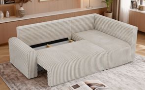 Ecksofa NESSARO mit Ottomane und losen Rückenkissen