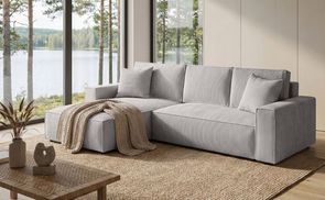 Modernes Cord Ecksofa PARYS mit breiten Armlehnen