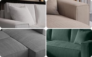 Zeitloses Design des Cord Ecksofas PARYS L