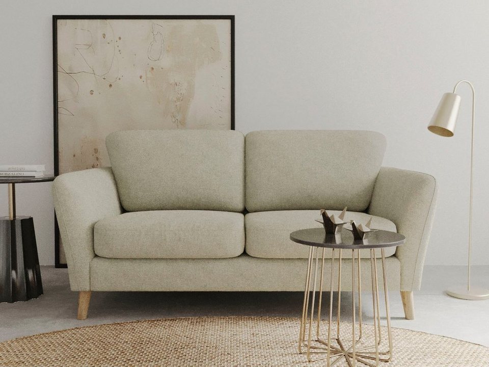Cord Sofa MARSEILLE 170 cm in Beige mit Massivholzbeinen