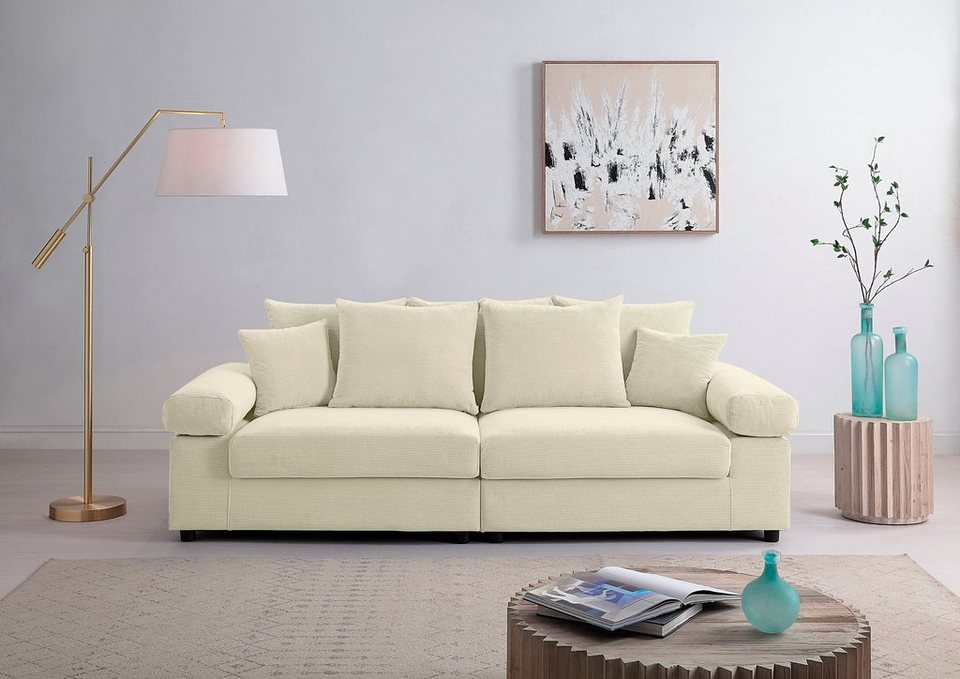 Cord Big-Sofa BJOERN in Creme mit XXL-Sitzfläche