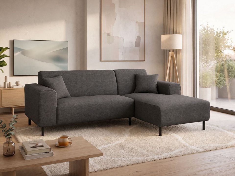 Cord Ecksofa ARROS 235 cm in Anthrazit mit Recamiere rechts