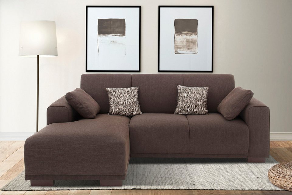 Cord Ecksofa BORNHOLM in Dunkelbraun mit Recamiere links