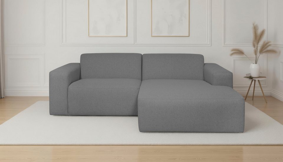 Cord Ecksofa KOA in Grau mit Recamiere rechts