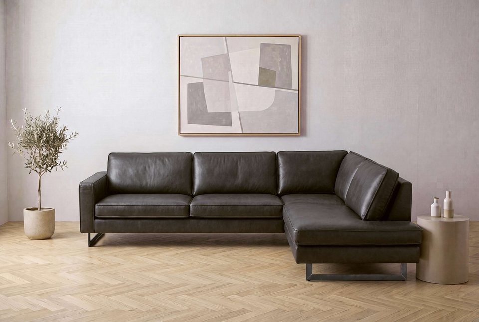 Cord Ecksofa PINTO 290 cm in Anthrazit mit Ottomane