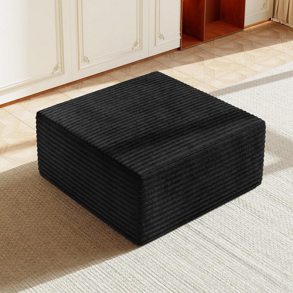 Modulares Cord Ecksofa in Schwarz mit hochelastischem Schaumstoff