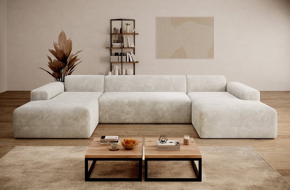 Cord Wohnlandschaft EMPIRE in Beige in U-Form