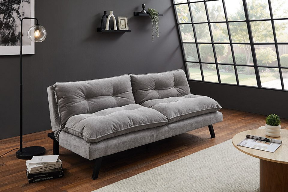 Cord Schlafsofa COCOONING 190 cm in Grau mit Steppung
