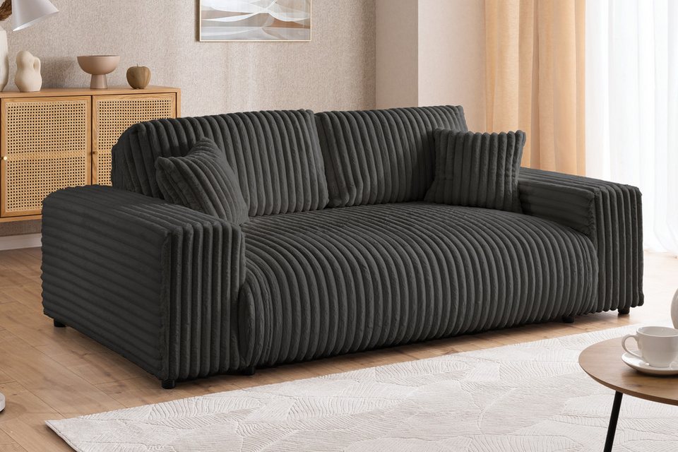 Cord Sofa MOLLIS als 2-Sitzer in Dunkelgrau