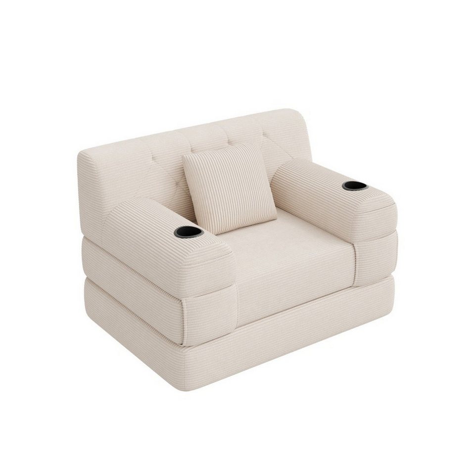 Cord Schlafsofa in Beige mit Komfortschaum für das Wohnzimmer