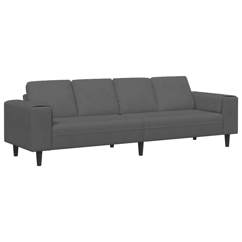 Cord Sofa in Dunkelgrau mit 250 cm Breite und vier Sitzplätzen