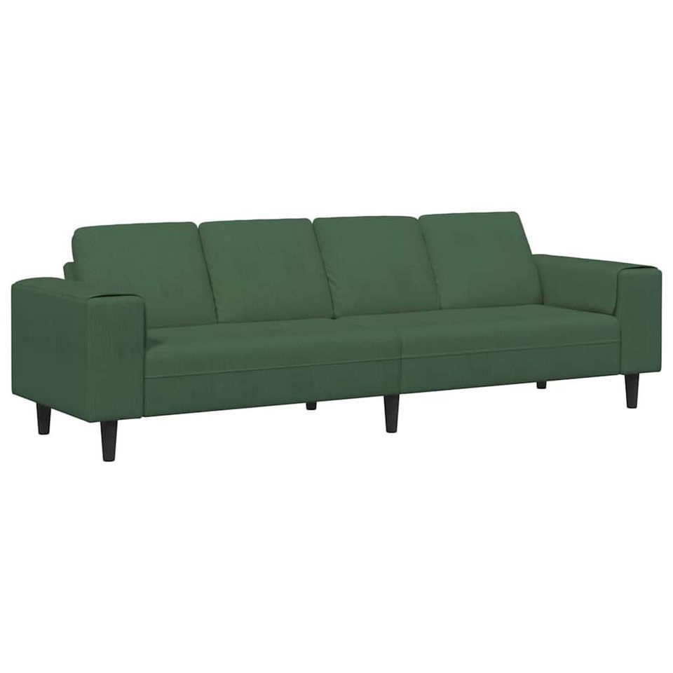 Cord Sofa 250 cm in Dunkelgrün mit vier Sitzplätzen