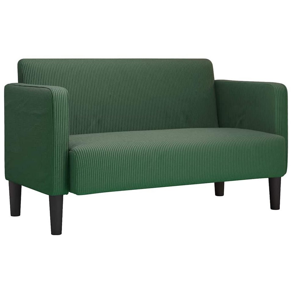 Zweisitzer Cord Sofa in Dunkelgrün mit Armlehnen aus Sperrholz