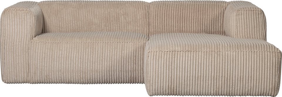 Cord Ecksofa BEAN in Travertin mit Chaiselongue rechts