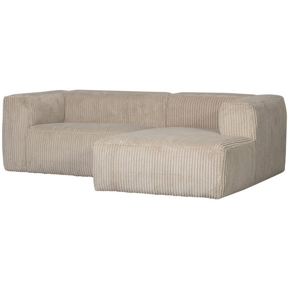 Cord Ecksofa BEAN in Sand mit Recamiere auf der rechten Seite