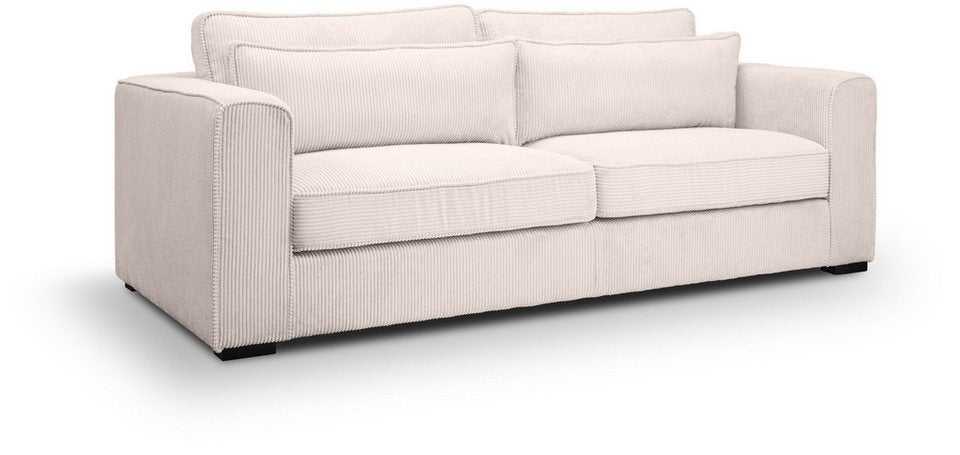Cord Sofa ALMERA in Grau-Beige mit losen Rückenkissen