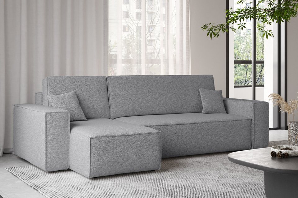 Cord Ecksofa KARL L in Grau mit Ottomane